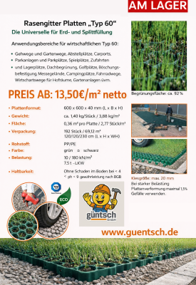 Rasengitterplatten Typ 60